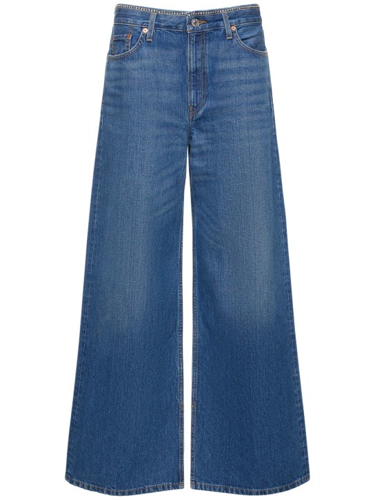 RE/DONE: Jeans de algodón sueltos low rider - Azul - women_0 | Luisa Via Roma