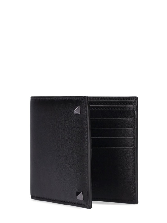 Valentino Garavani: Rockstud leather billfold wallet - Black - men_1 | Luisa Via Roma