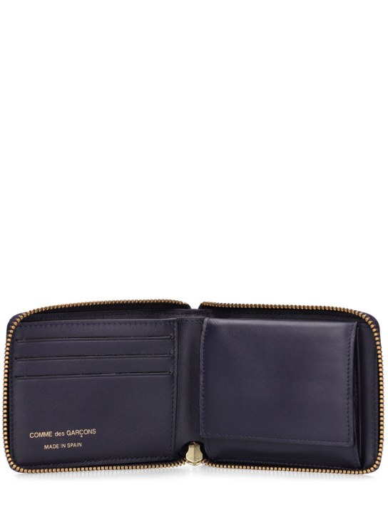 Comme des Garçons Wallet: Leather zip wallet - Navy - men_1 | Luisa Via Roma