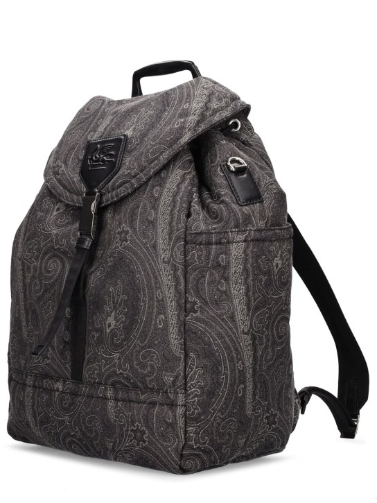 Etro: Paisley coated fabric backpack - Black - men_1 | Luisa Via Roma