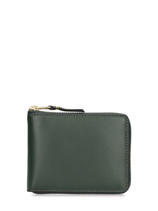 Comme des Garçons Wallet: Leather zip wallet - Yeşil - men_0 | Luisa Via Roma