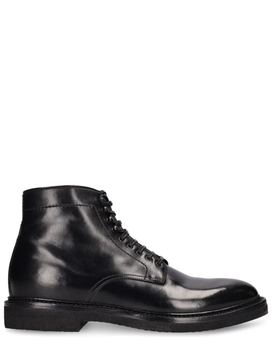 Officine Creative: Hopkins leather lace-up boots - Canyon Nero - men_0 | Luisa Via Roma
