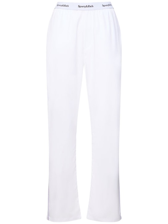Sporty & Rich: Serif logo pajama pants - Beyaz - women_0 | Luisa Via Roma