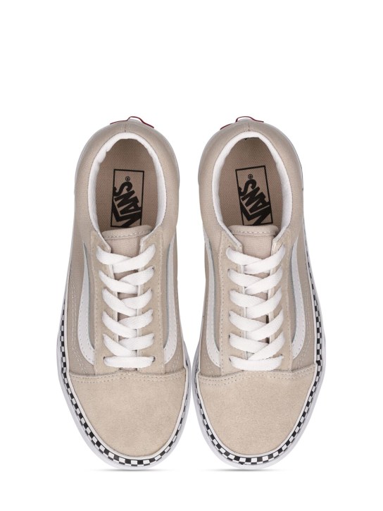 Vans: Sneakers Old Skool V de piel con cordones - Beige - kids-boys_1 | Luisa Via Roma