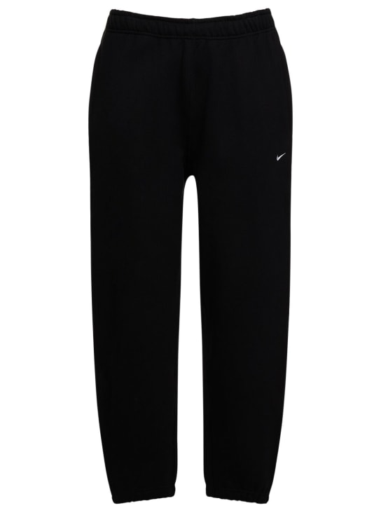 Nike: Pantalon en coton mélangé Solo Swoosh - Noir/Blanc - men_0 | Luisa Via Roma