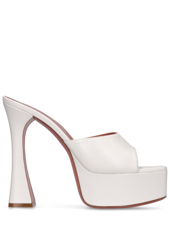 Amina Muaddi: 140mm Dalida leather sandals - White - women_0 | Luisa Via Roma