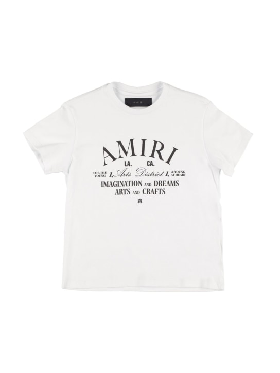 Amiri: Camiseta de jersey de algodón con logo - Blanco - kids-boys_0 | Luisa Via Roma