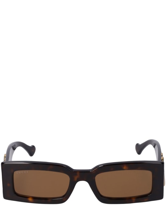 Gucci: GG1425S Rectangular acetate sunglasses - Havana - women_0 | Luisa Via Roma