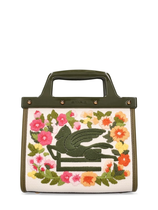 Etro: Mini Love Trotter canvas top handle bag - Multicolor - women_0 | Luisa Via Roma