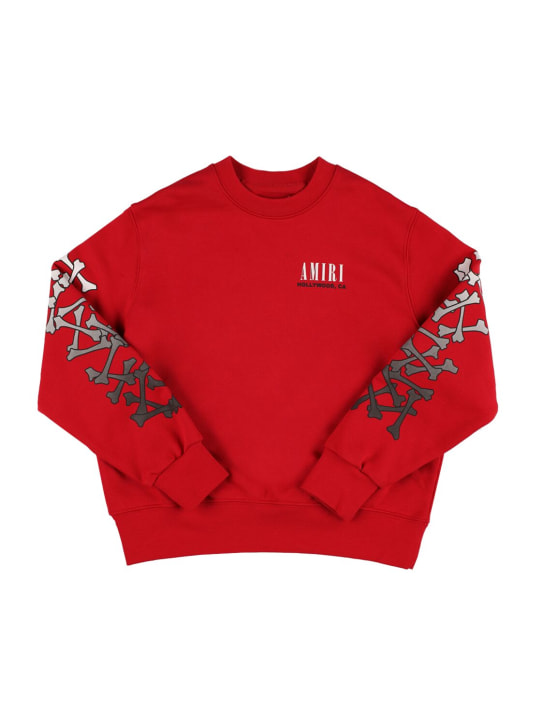Amiri: Logo print cotton sweatshirt - Kırmızı - kids-boys_0 | Luisa Via Roma