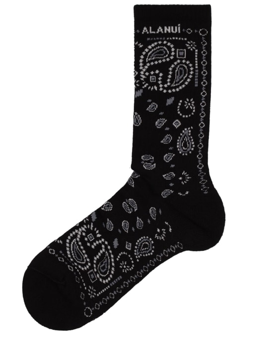 Alanui: Bandana cotton socks - Black/Multi - women_0 | Luisa Via Roma