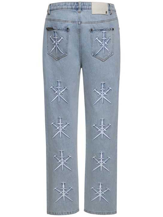 Unknown: Embroidered Dagger baggy denim jeans - men_0 | Luisa Via Roma