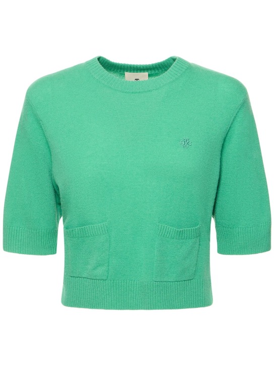 The Garment: T-shirt Como in misto lana con logo - Verde - women_0 | Luisa Via Roma