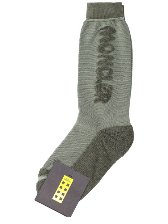 Moncler Genius: Moncler x Salehe Bembury cotton socks - Medium Green - men_0 | Luisa Via Roma