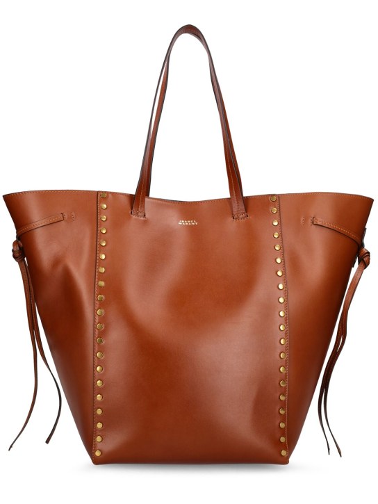 Isabel Marant: Oskan studded leather tote bag - Cognac - women_0 | Luisa Via Roma