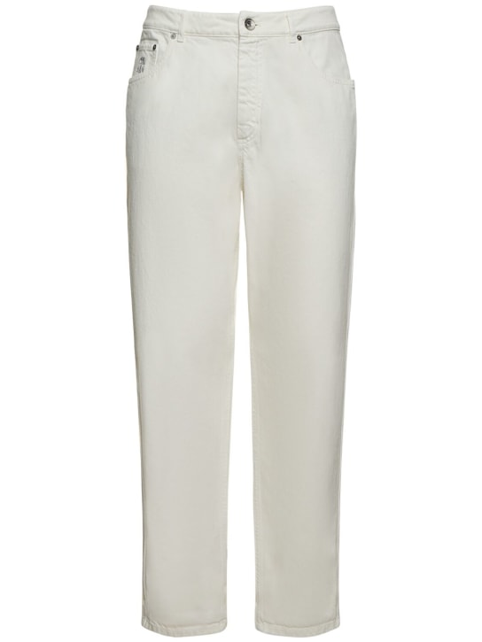 Brunello Cucinelli: Jeans in denim dyed - Bianco - men_0 | Luisa Via Roma