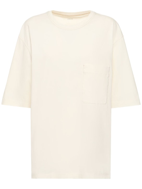 Lemaire: T-shirt en coton avec poche plaquée - Blanc - women_0 | Luisa Via Roma