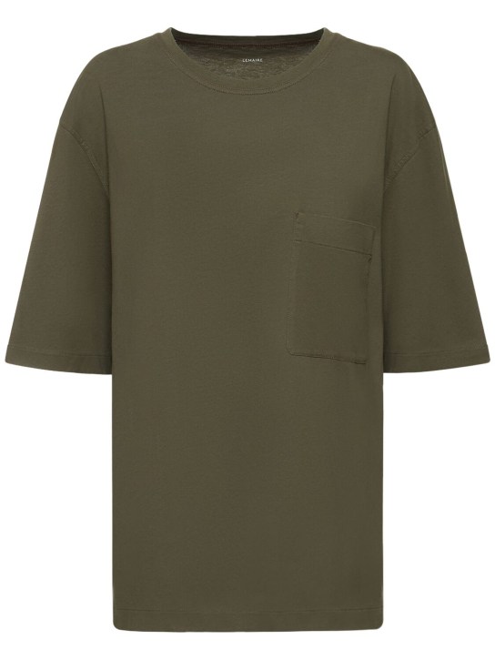 Lemaire: Patch pocket cotton t-shirt - Yeşil - women_0 | Luisa Via Roma