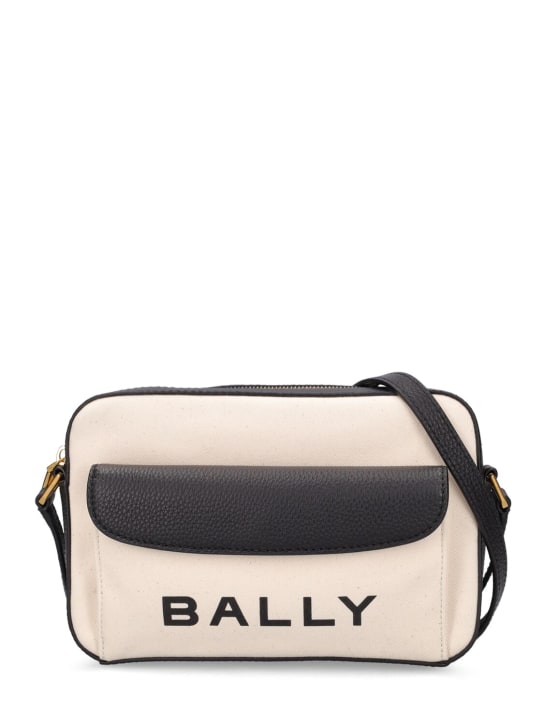 Bally: Bar Daniel leather shoulder bag - Natural/Black - women_0 | Luisa Via Roma
