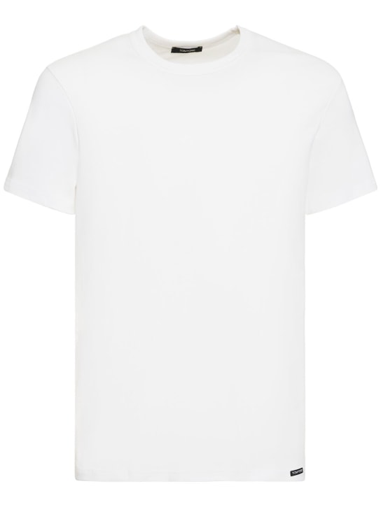 Tom Ford: T-shirt à col ras-du-cou en jersey de coton - Blanc - men_0 | Luisa Via Roma
