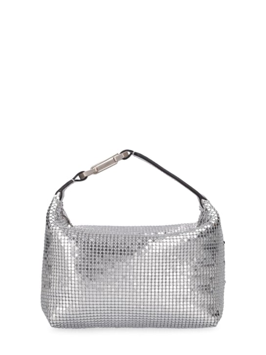 EÉRA: Moon leather & metal mesh top handle bag - Gümüş - women_0 | Luisa Via Roma