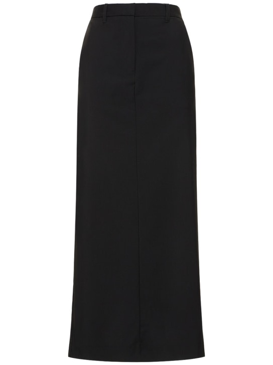 Matteau: Gonna relaxed fit sartoriale in lana - Nero - women_0 | Luisa Via Roma