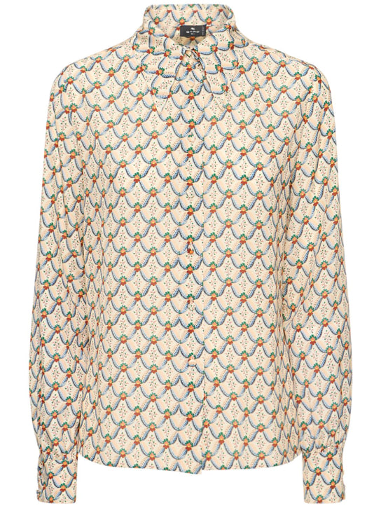 Etro: Camisa de sarga de seda estampada - Multicolor - women_0 | Luisa Via Roma