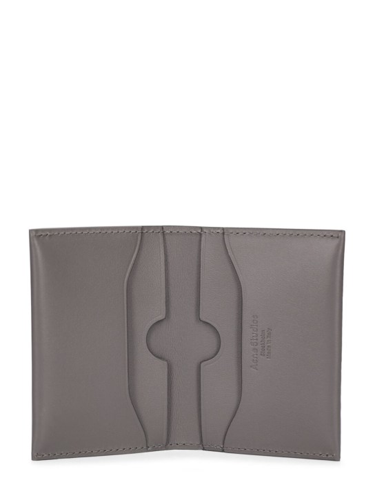 Acne Studios: Flap leather card holder - Dark Grey - men_1 | Luisa Via Roma