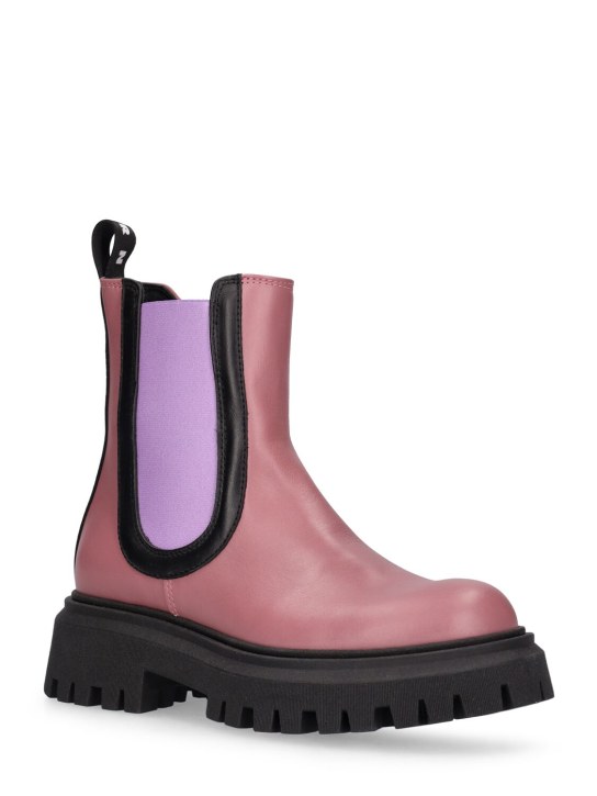 Marni Junior: Leather boots w/logo - Pink - kids-girls_1 | Luisa Via Roma