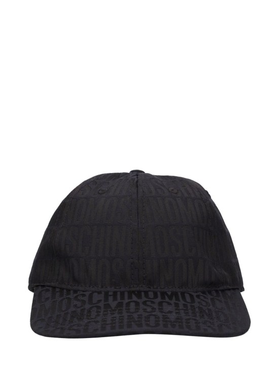 Moschino: Cappello in nylon con logo jacquard - Nero - men_0 | Luisa Via Roma