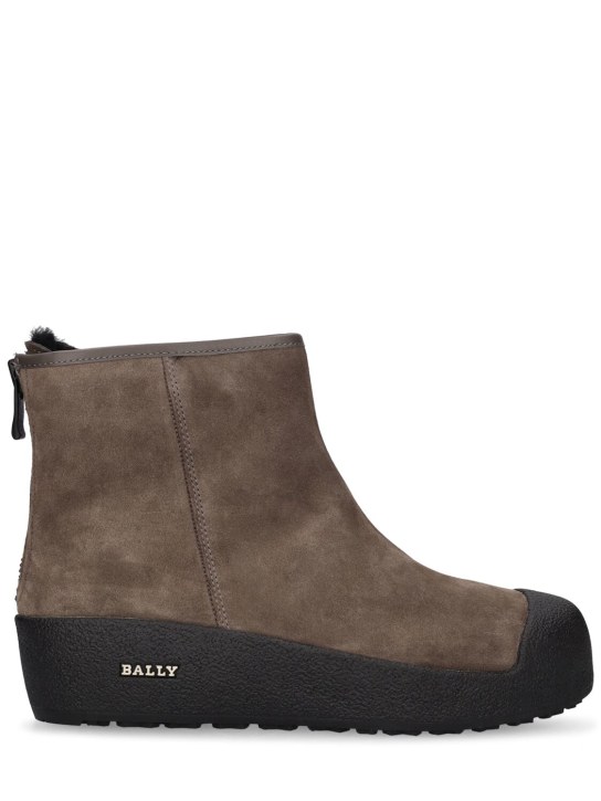 Bally: 30mm Guard suede & rubber boots - Taupe - women_0 | Luisa Via Roma