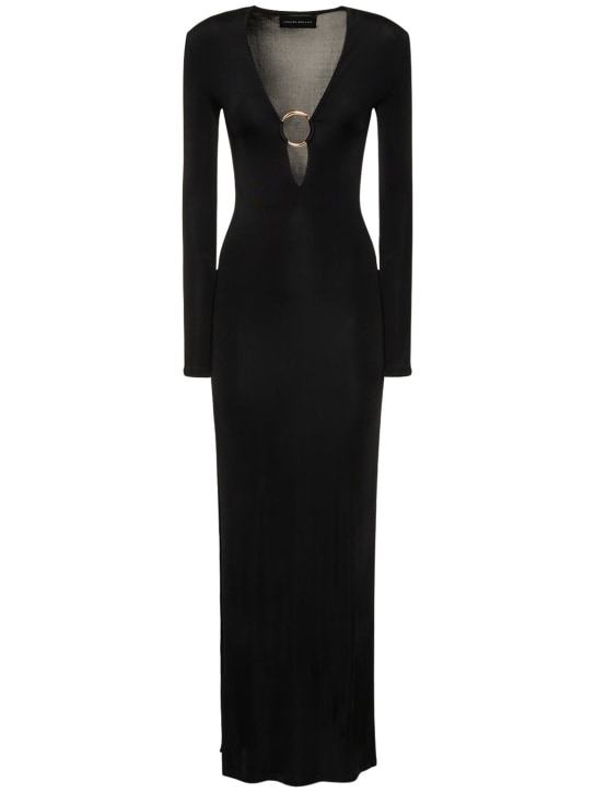 Louisa Ballou: Helios stretch viscose long dress - Black - women_0 | Luisa Via Roma