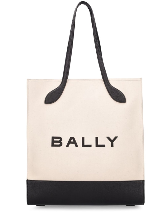 Bally: NS Bar Keep On organic cotton bag - Natural/Black - men_0 | Luisa Via Roma