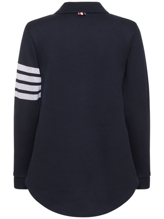Thom Browne: Buttoned cotton jersey shirt jacket - Navy - women_4 | Luisa Via Roma