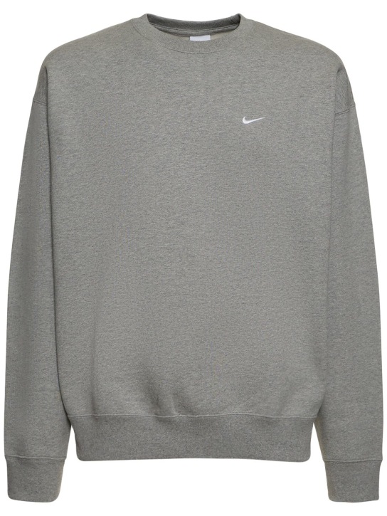 Nike: Felpa girocollo Solo Swoosh in cotone - Dk Grey Heather - men_0 | Luisa Via Roma