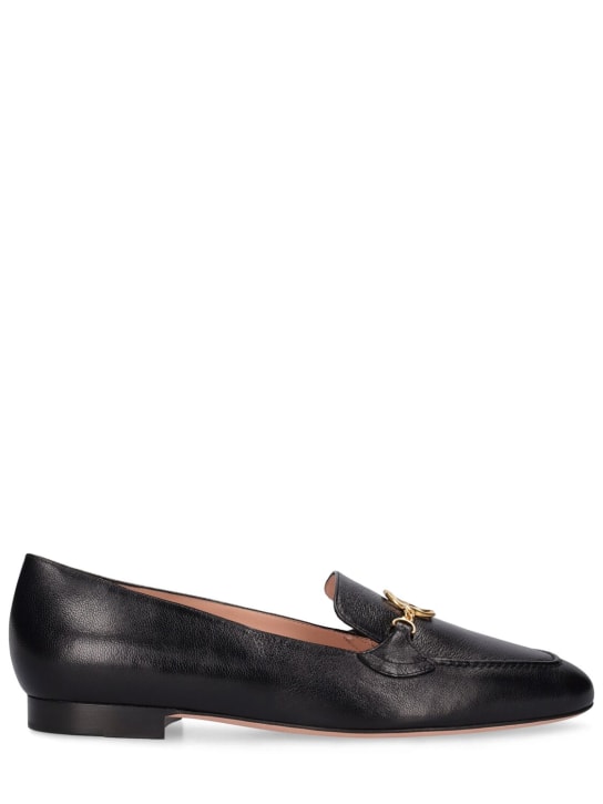 Bally: 20mm Obrien brushed leather loafers - Siyah - women_0 | Luisa Via Roma
