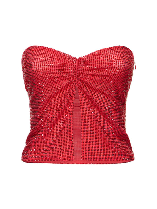 Giuseppe Di Morabito: Embellished strapless crop top - Kırmızı - women_0 | Luisa Via Roma