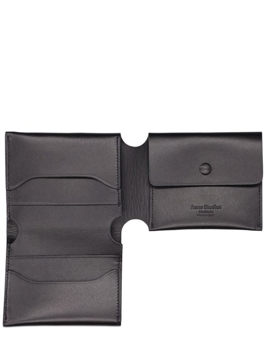 Acne Studios: Fold leather wallet - Black - men_1 | Luisa Via Roma