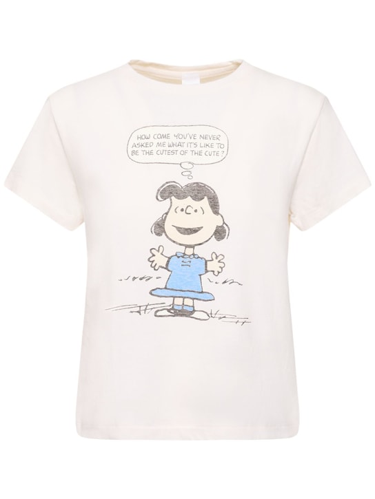 RE/DONE: Lucy Cute classic cotton t-shirt - Beyaz - women_0 | Luisa Via Roma