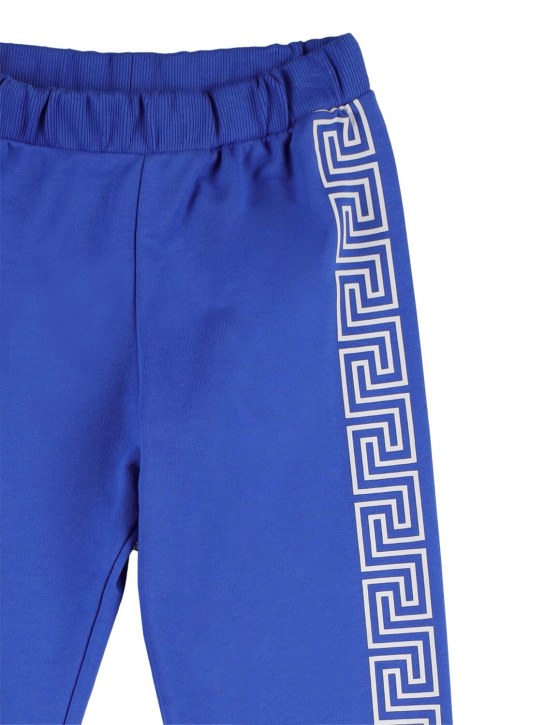 Versace: Greca print cotton sweatpants - Blue - kids-boys_1 | Luisa Via Roma
