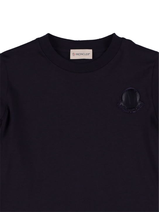 Moncler: T-shirt in jersey di cotone - Navy - kids-girls_1 | Luisa Via Roma