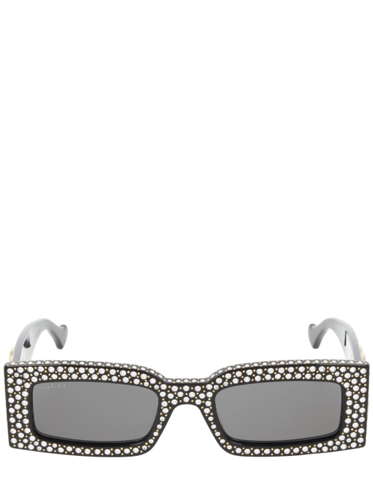 Gucci: GG1425S Rectangular acetate sunglasses - Siyah - women_0 | Luisa Via Roma
