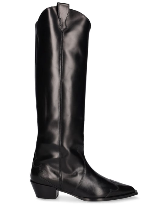 Aeyde: 40mm Aruna leather tall boots - women_0 | Luisa Via Roma