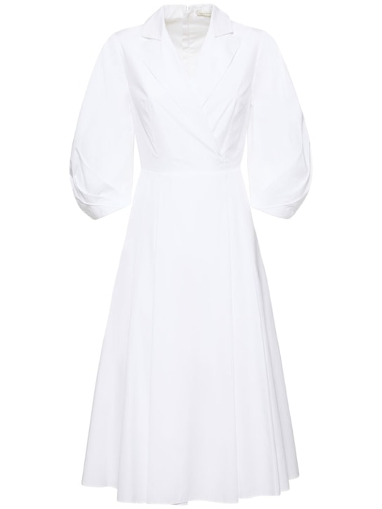 Emilia Wickstead: Vestido de popelina de algodón estampado - Blanco - women_0 | Luisa Via Roma