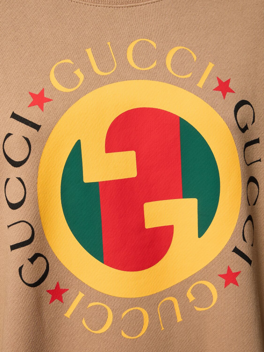 Gucci: Heavy felted cotton sweatshirt - Brown/Multi - women_3 | Luisa Via Roma