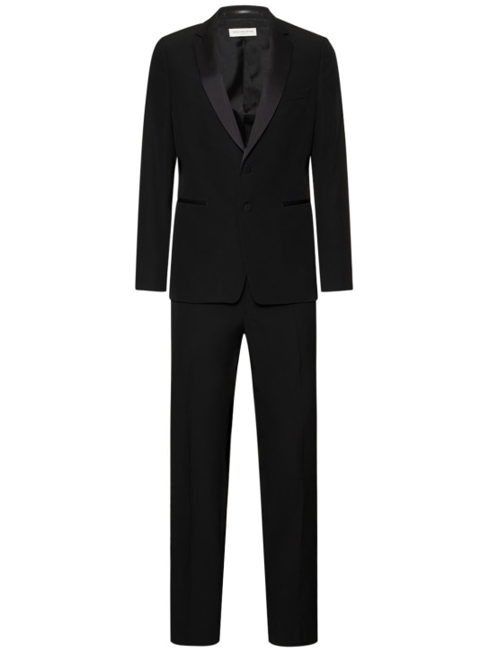 Dries Van Noten: Kayne wool tuxedo suit - Siyah - men_0 | Luisa Via Roma