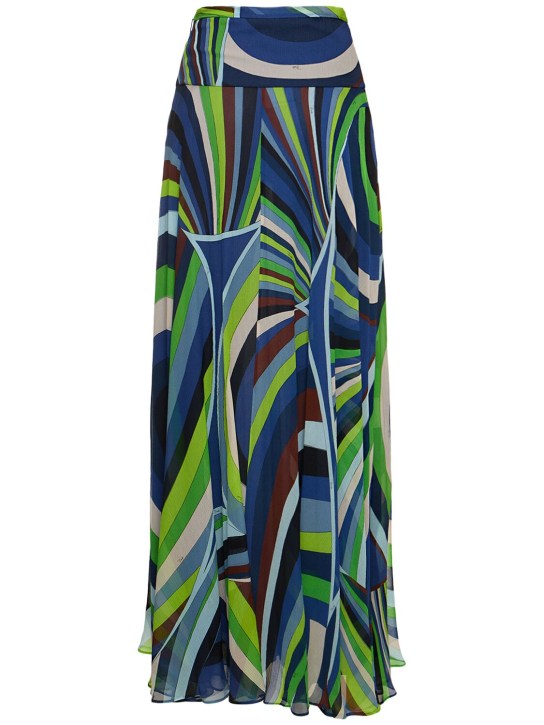 Pucci: Iride high rise silk chiffon maxi skirt - Multicolor - women_0 | Luisa Via Roma