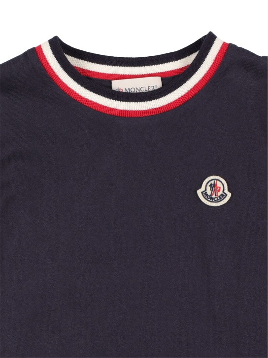 Moncler: T-shirt in jersey di cotone - Navy - kids-boys_1 | Luisa Via Roma