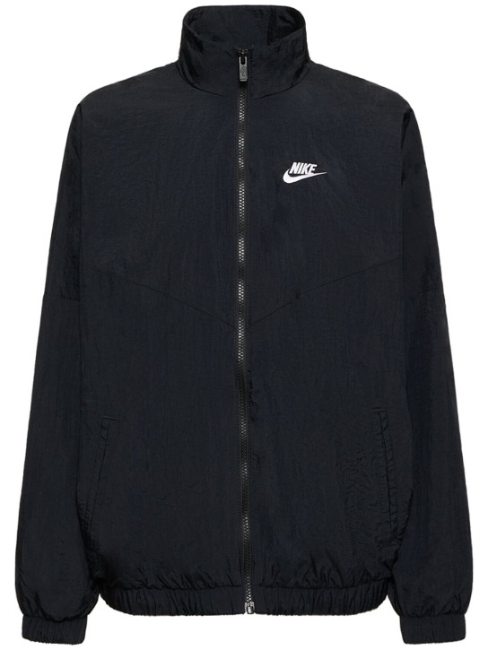 Nike: Giacca in nylon con zip - Black/Black/Whi - women_0 | Luisa Via Roma