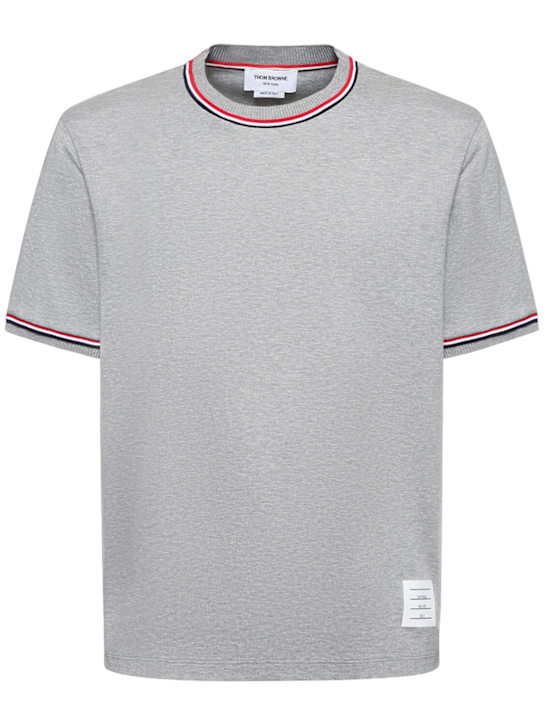 Cotton crewneck t-shirt w/ribbed trim - Thumbnail 1